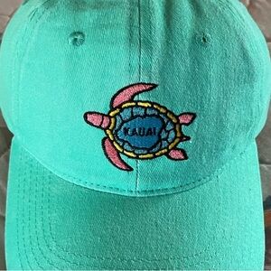🟢 NWOT Kauai Turtle Baseball Cap Aqua Adjustable Hat Tropical Island Souvenir OS